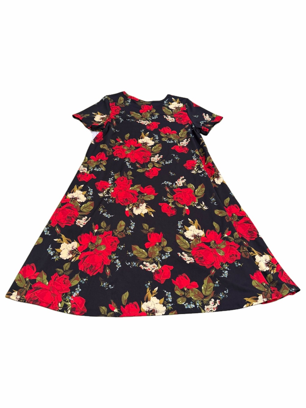 LuLaRoe Black Dress with Red and Cream Floral Print